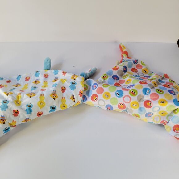 Lot 2 Sesame Street Plush Loveys Blue Cookie Monster Red Elmo Security Blanket - Picture 2 of 15